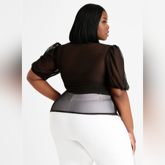 Ashley Stewart Ruched Cutout Mesh Top Blouse Shirt Size 30/32 Plus Size … - Picture 2 of 3